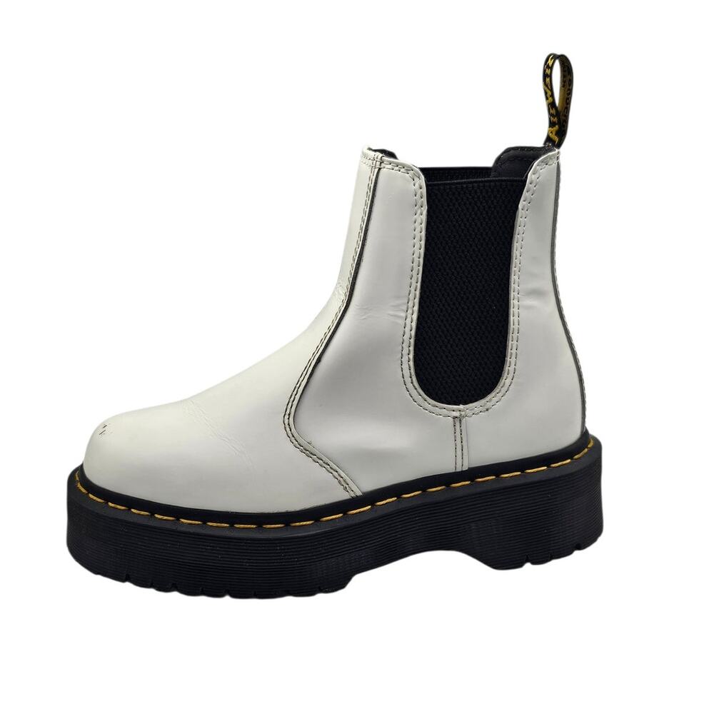 Dr. Martens 2976 Quad Chelsea Platform Boots White Leather Women's 6